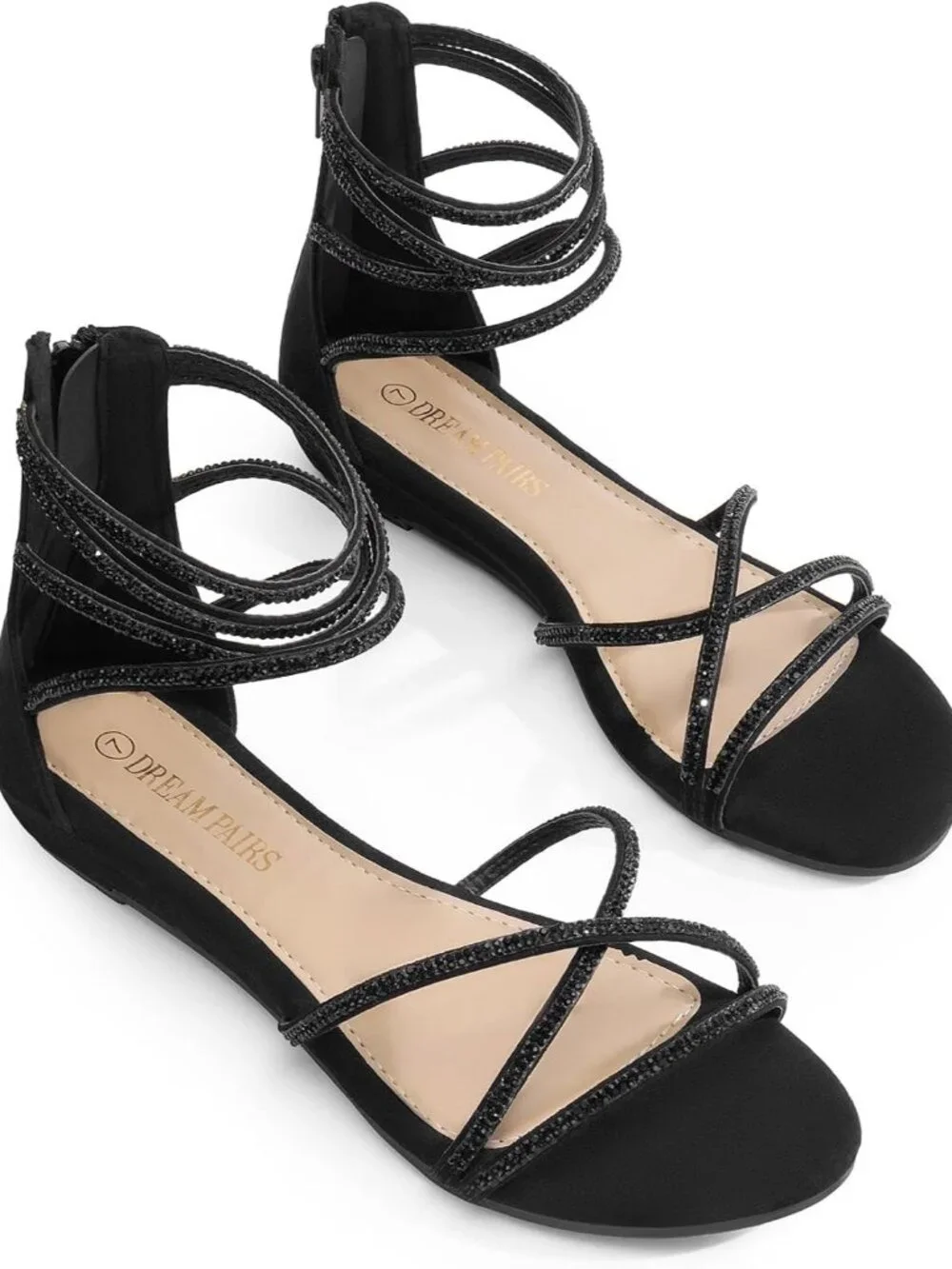 Lightweight Women's Open Toe Rhinestone Gladiator Sandals for Casual Summer Wear